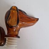 Vintage Amber Glass Dachshund Dog Shaped Bottle