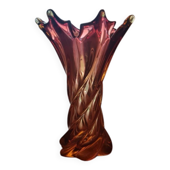 Vintage twisted glass vase from Murano, Italy, 1960.