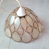 Mother-of-pearl and brass pendant light