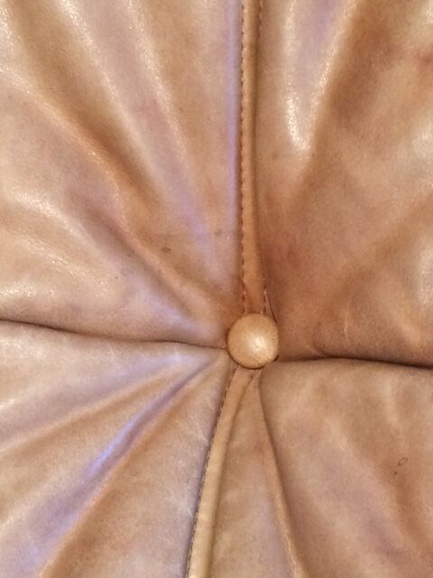 Togo pouffe by Michel Ducaroy for Ligne Roset natural leather