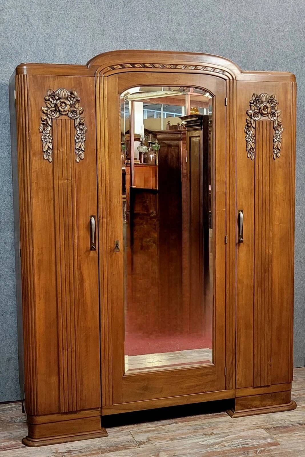 Art Deco period walnut armoire circa 1920-1940
