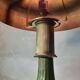 Varnished cast iron lamp and hammered brass lampshade 1920 art deco 32x23