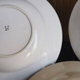 6 old plates mismatched geometric patterns Moulin des Loups, St Amand
