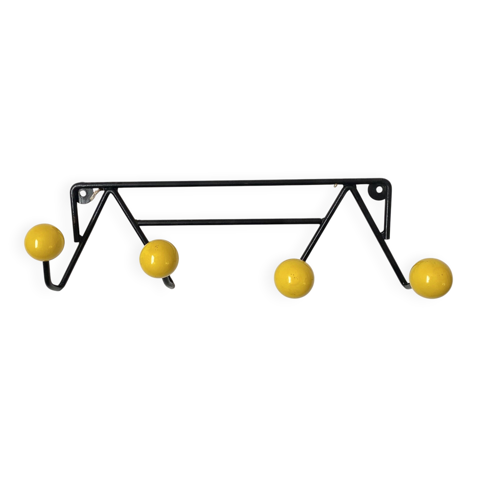 Vintage coat rack with ball hooks in Feraud style.