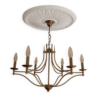 6-branched brass chandelier