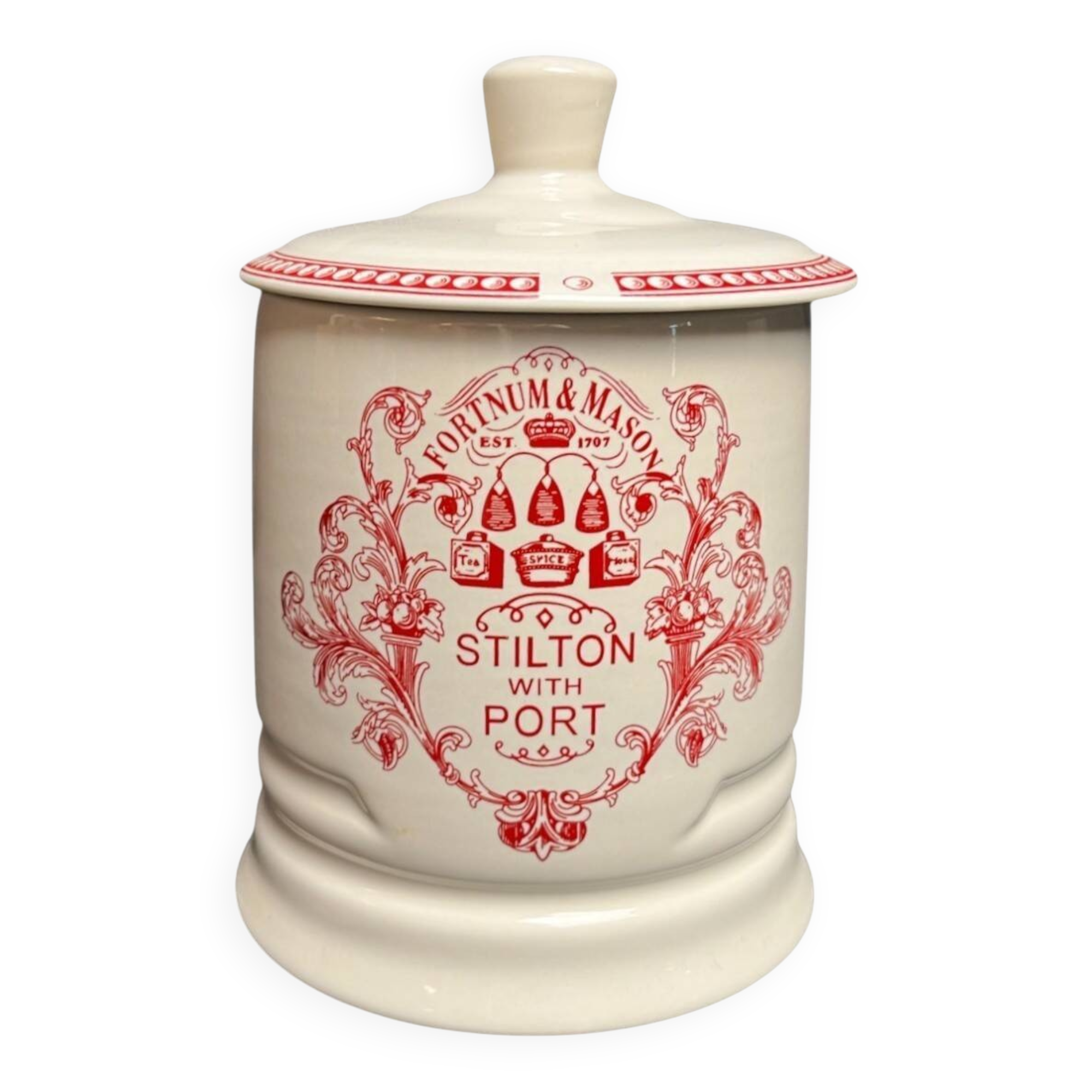 Fortnum and Mason, covered pot for Stilton candy box, 20th century