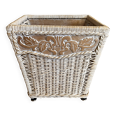 Wood and rattan cache pot
