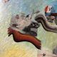 Very large surrealist collage framed by Alain Gaudet 1979