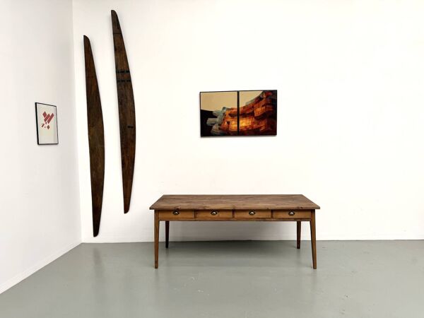 Ancienne table d'école à 8 tiroirs