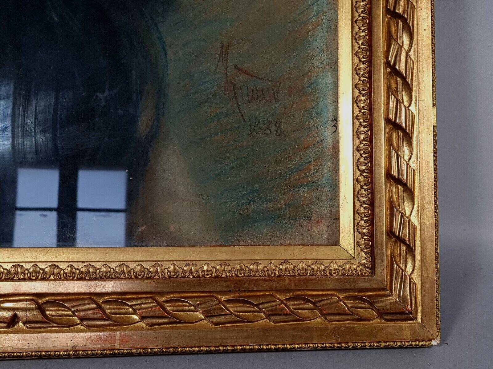 Portrait of an elegant young woman, signed pastel dated 1888, 86x68 cm SC234