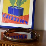 Hollywood regency brass and tortoiseshell lucite tray, Guzzini Italy 1970s
