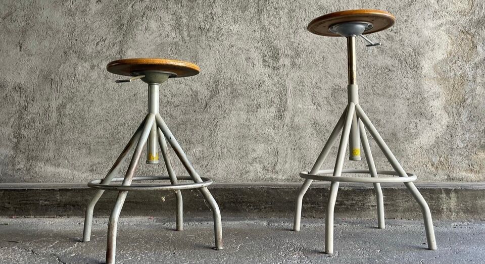Pair of BAO workshop stools, 1950s