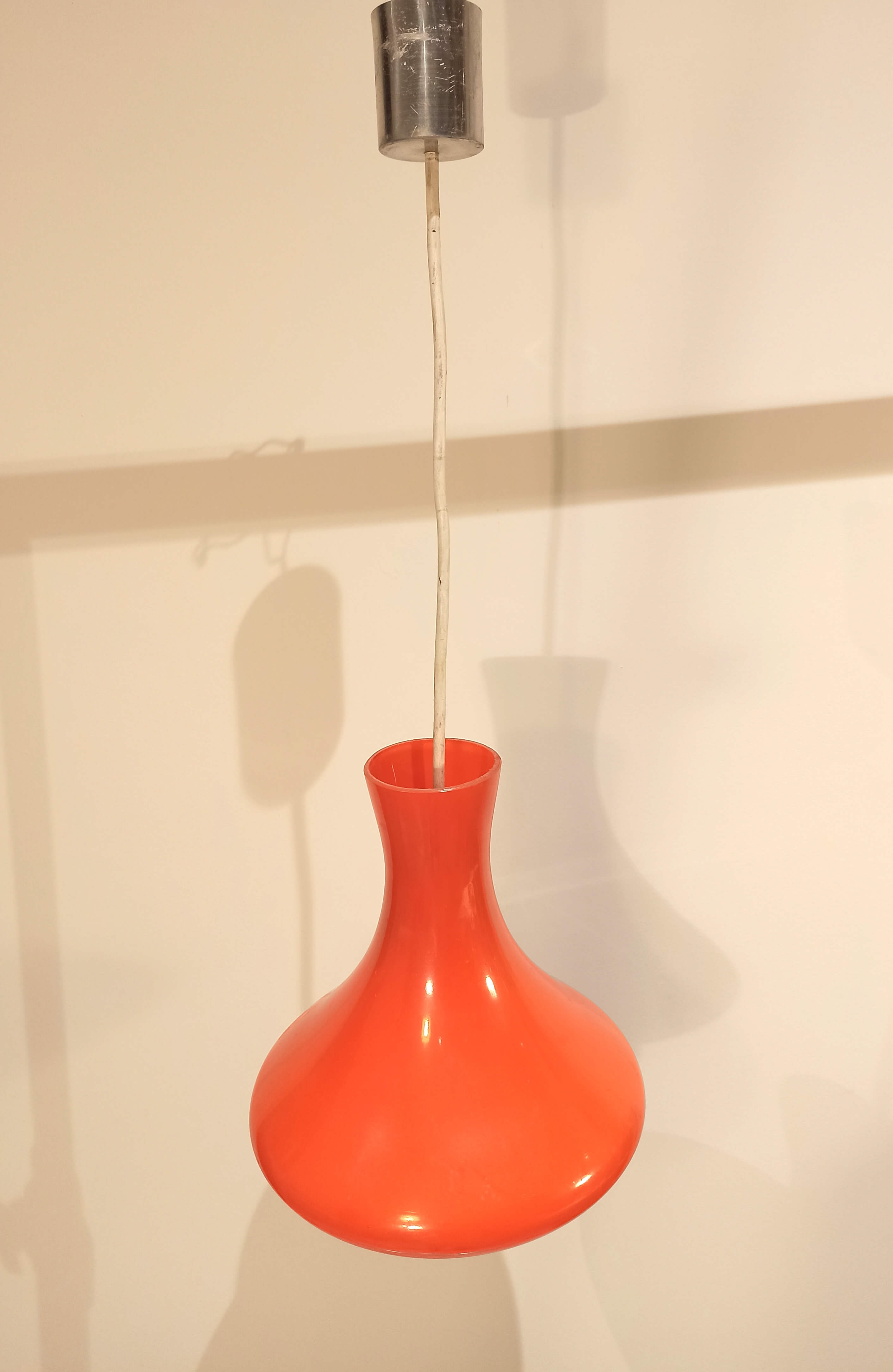 Vintage 1970s orange glass pendant lamp