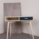 Mid-Century desk/console in dark blue and beige painted wood – Hungarian design from the 1960s.