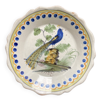 Old hand painted earthenware soup plate