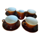 Set of 4 large cups + saucers + milk jug
