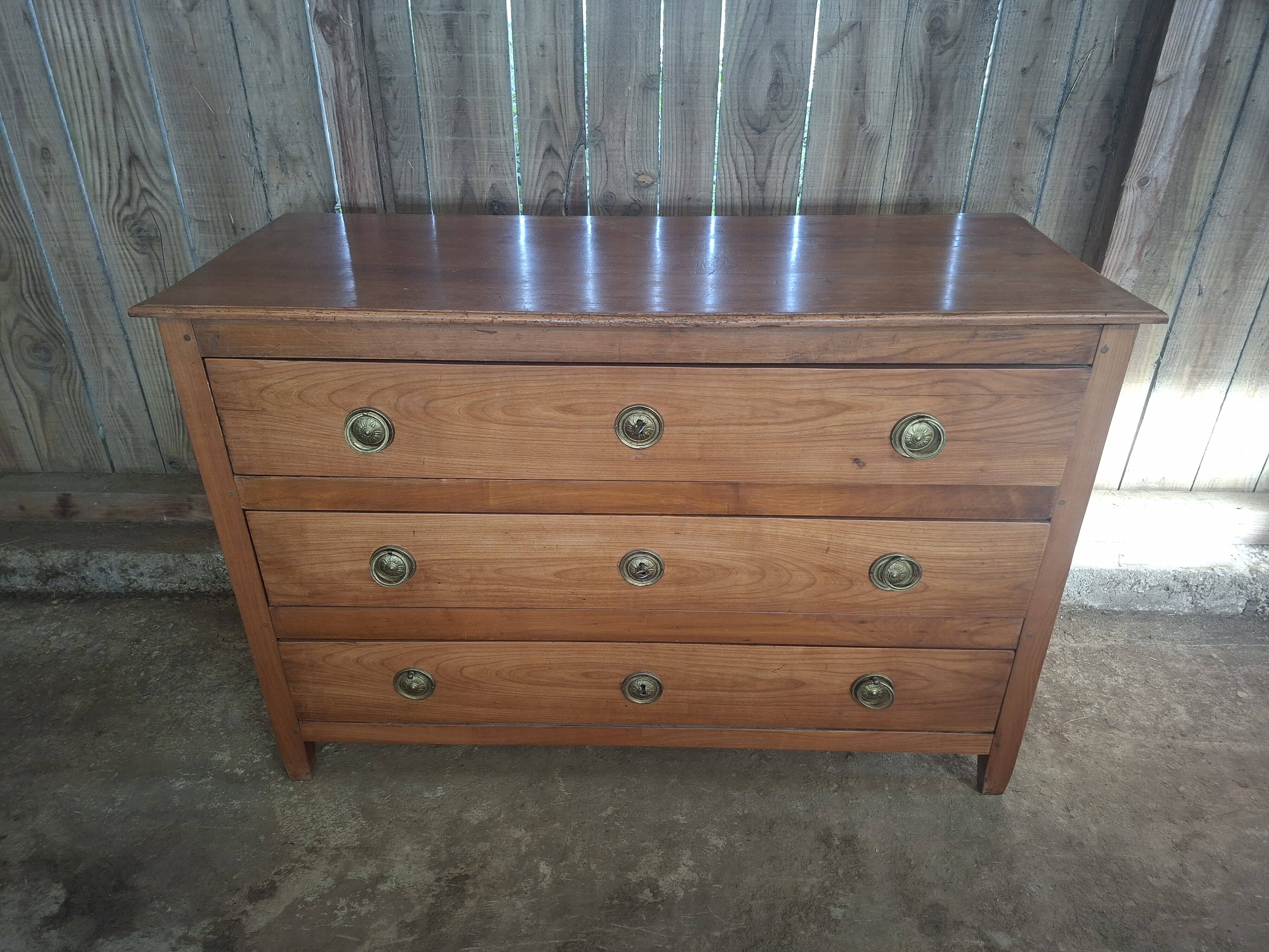 Louis XVI period commode in solid cherry wood (ombp)