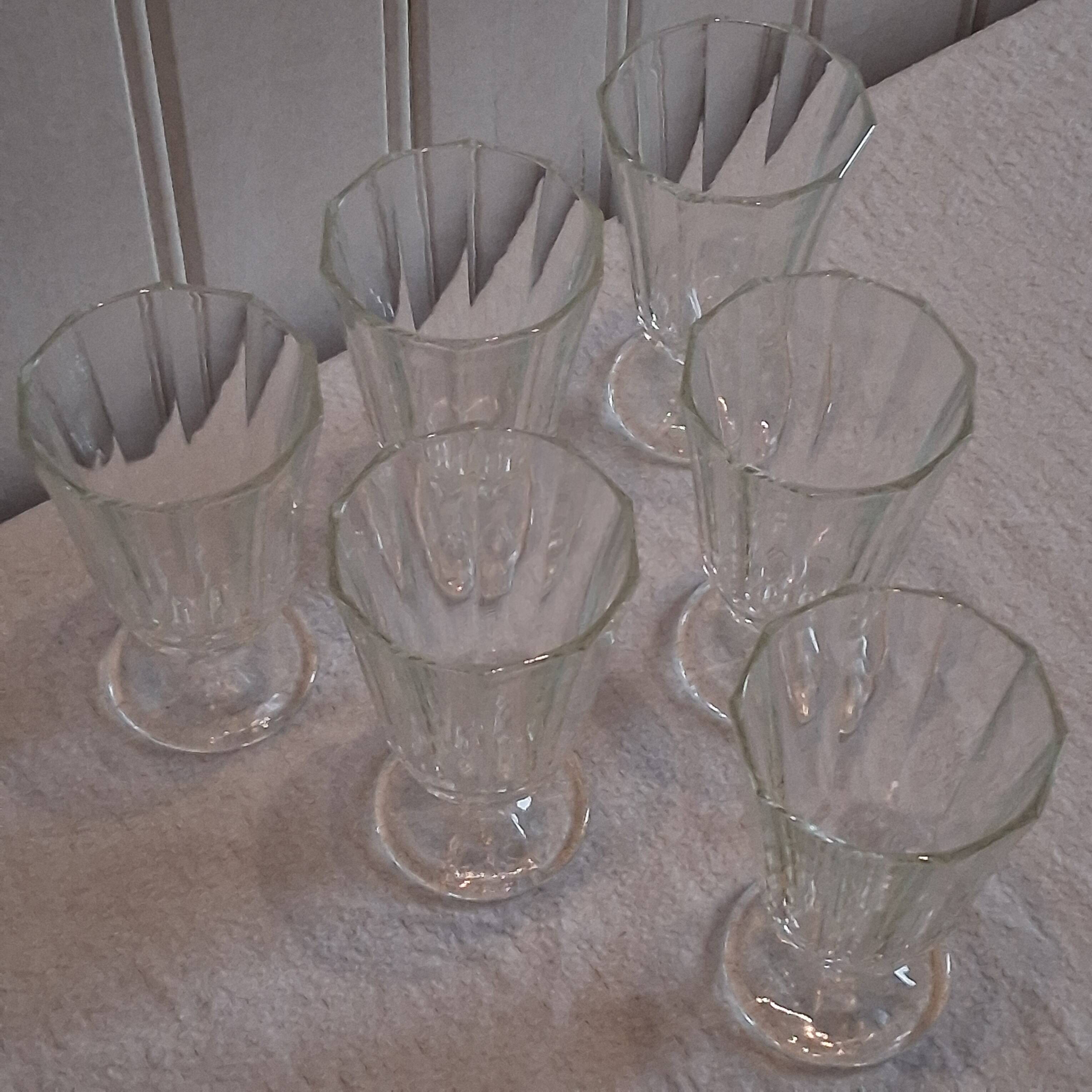 Set of 6 antique faceted stemmed wine glasses in very good condition.