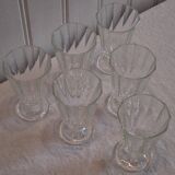 Set of 6 antique faceted stemmed wine glasses in very good condition.
