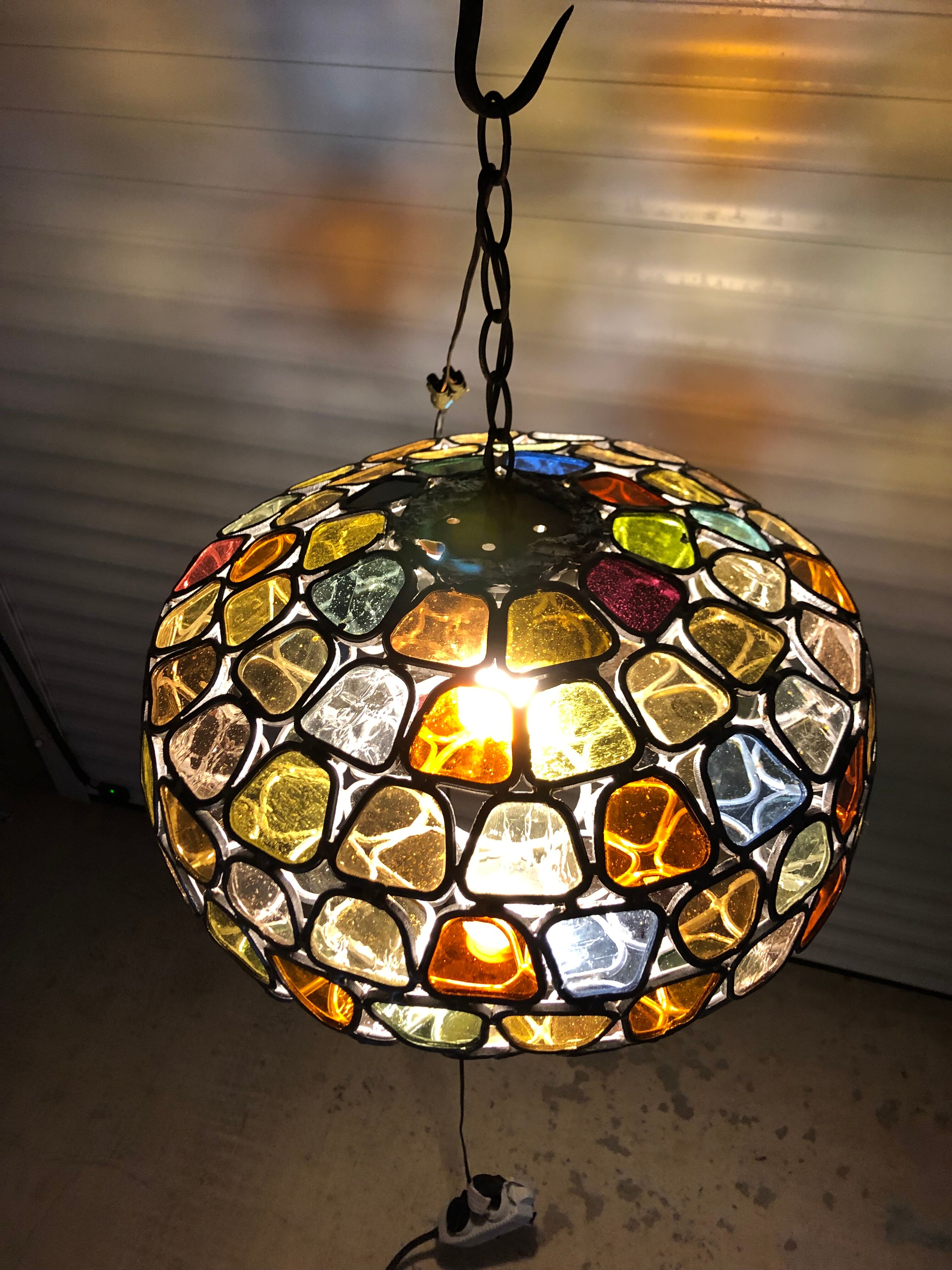 Lustre vitrail ancien