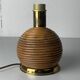 Lampe de table en rotin, bambou et laiton, Italie années 1970