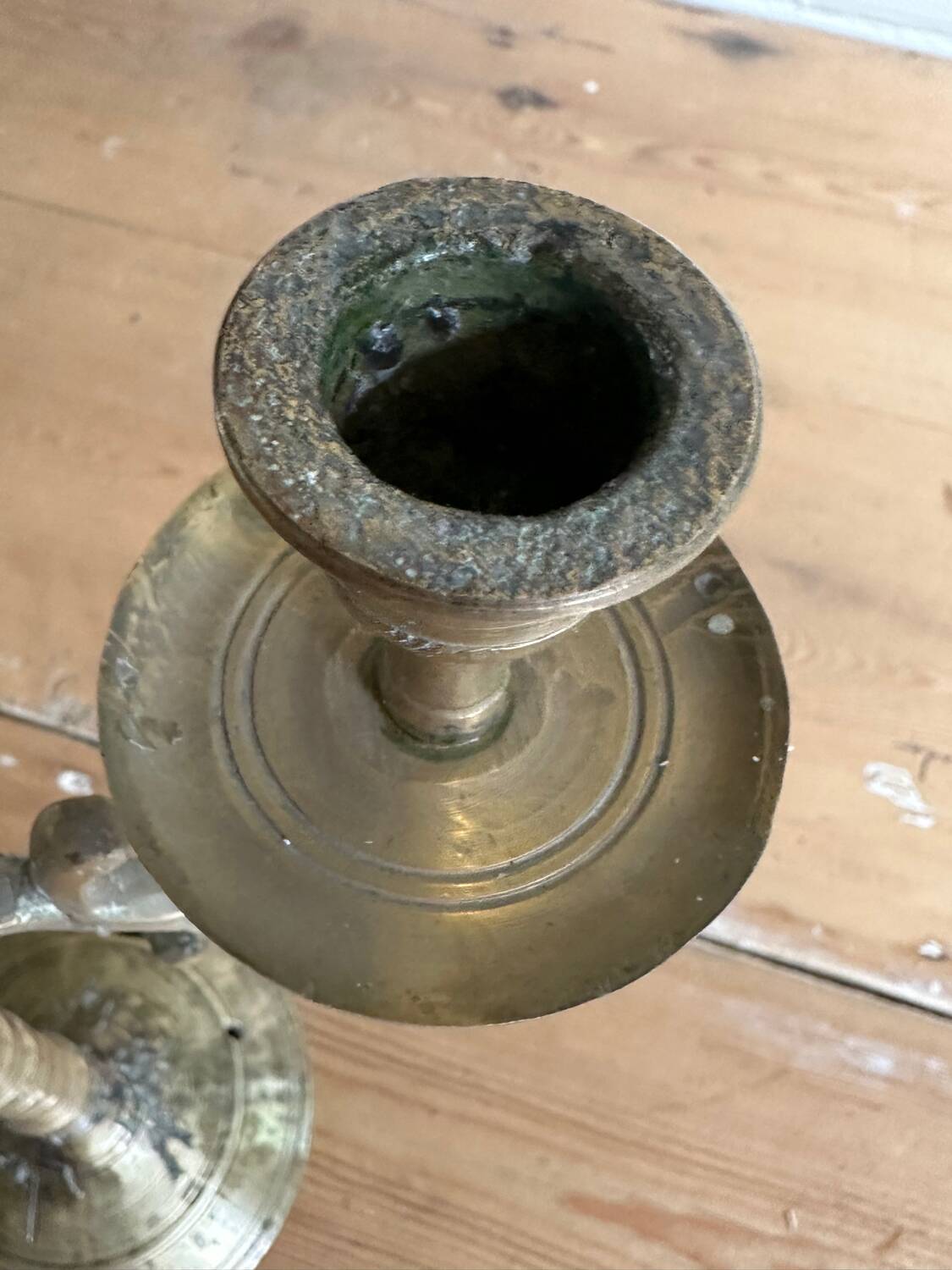 Five-branched brass candlestick