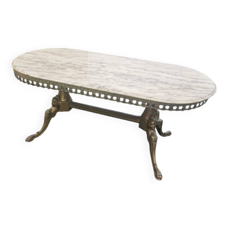 Bronze and marble coffee table