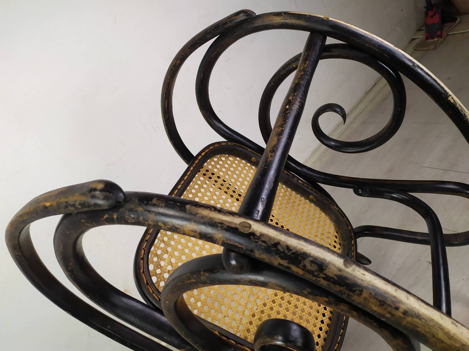 Black curved wood rocking chair