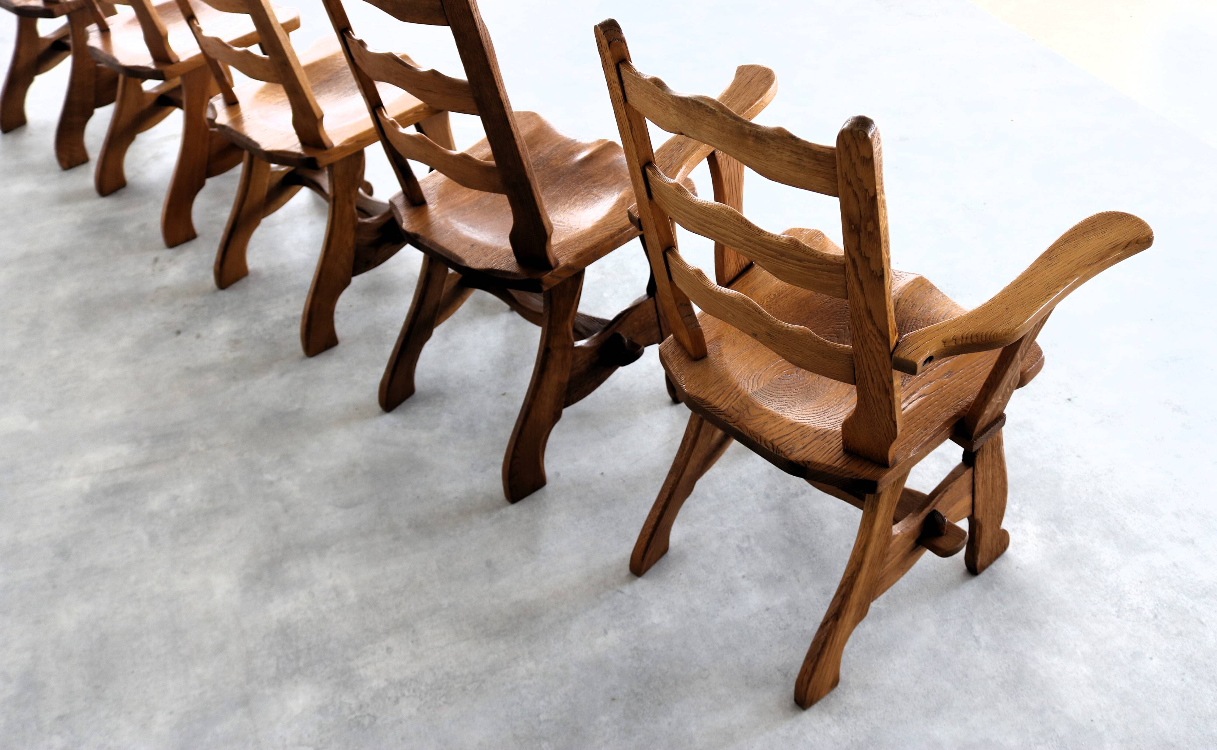 Brutalist dining chairs | vintage chairs | 1950s | oak