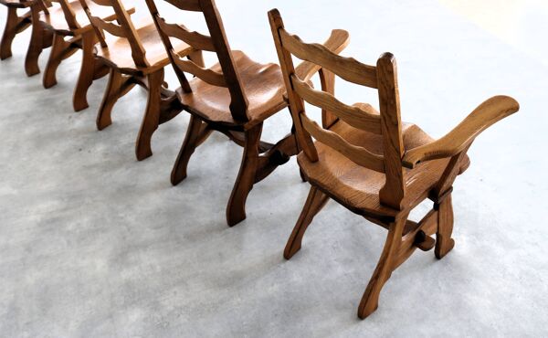 Chaises de salle à manger brutalistes   chaises vintage   années 1950   chêne