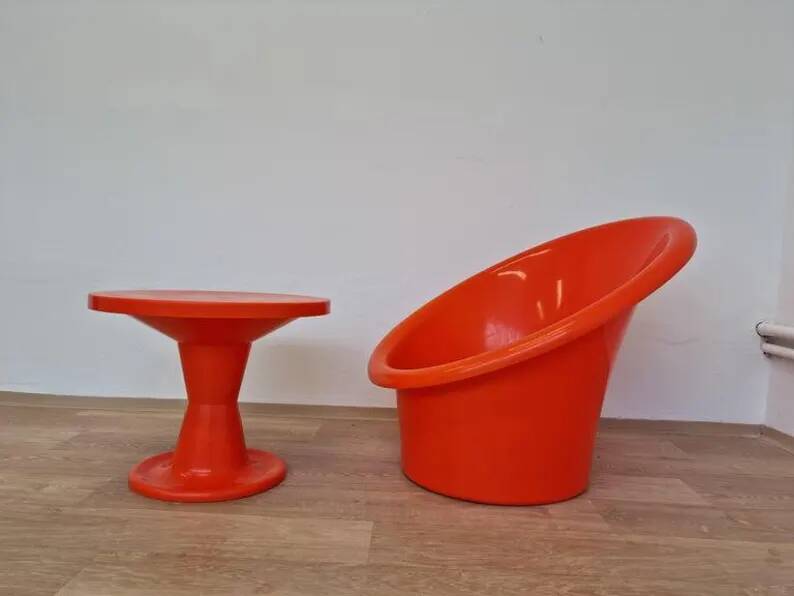 Skopa Lounge Chair and Table, Ole Gjerløv Knudsen & Torben Lind, Ikea, 1970s