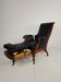 Fauteuil de bibliothèque ancien du XIXe siècle par Horrix – cuir noir