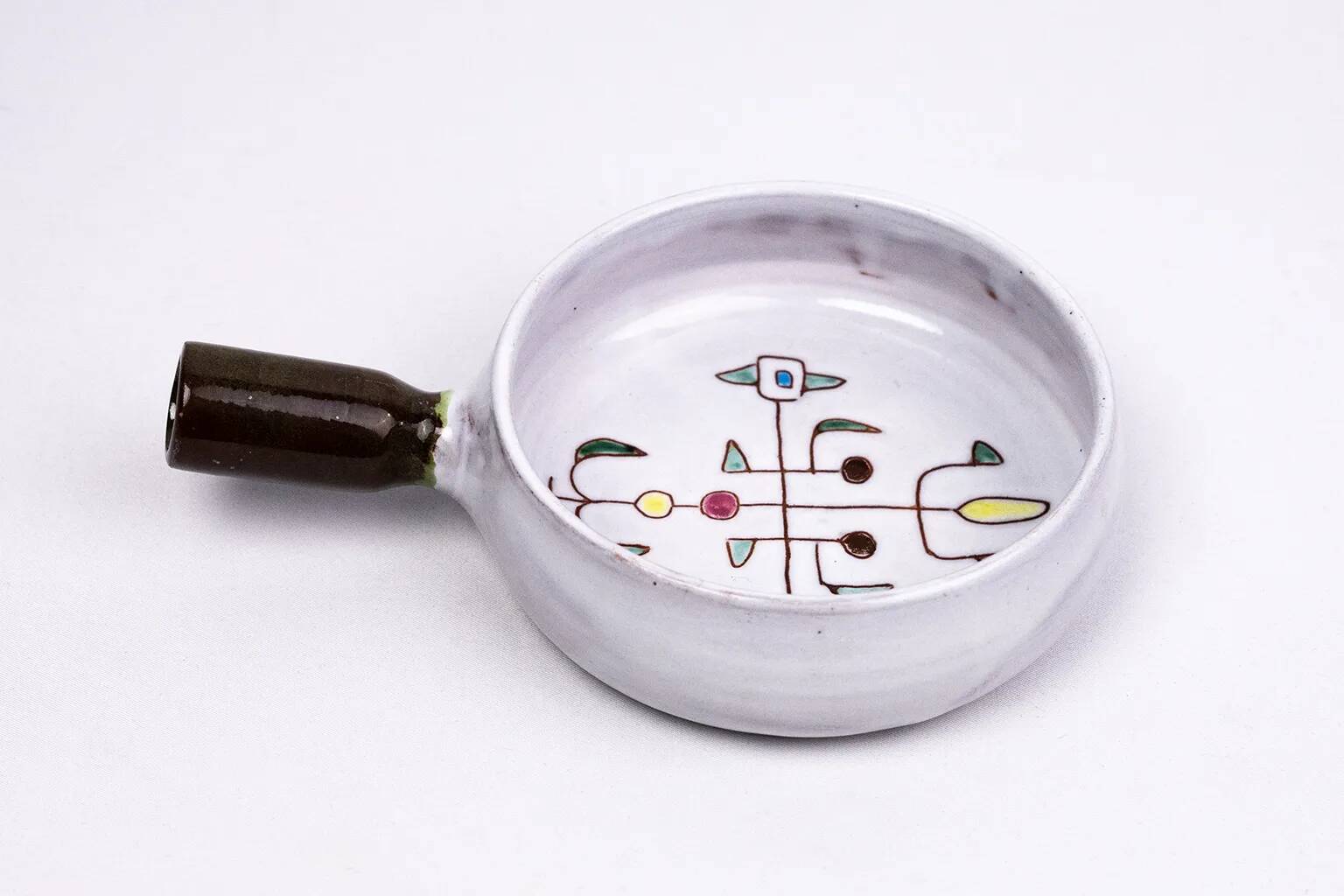 Jean Rivier (1915-2017) – Enamelled ceramic pan with geometric decoration