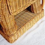 Side table or end of elephant sofa in wicker and rattan 70'