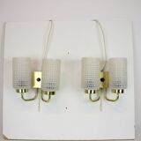 1970s Pair of Two Wall Lamps with Glass Shades, Germany