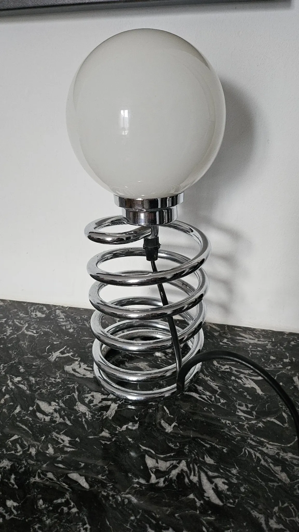 Table lamp "Spiral" Space Age style in chrome steel – 1990s