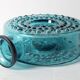 Teal Sunburst Blue Bubble Glass Vase / Erich Jachmann for WMF / 1960s