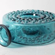 Teal Sunburst Blue Bubble Glass Vase / Erich Jachmann for WMF / 1960s