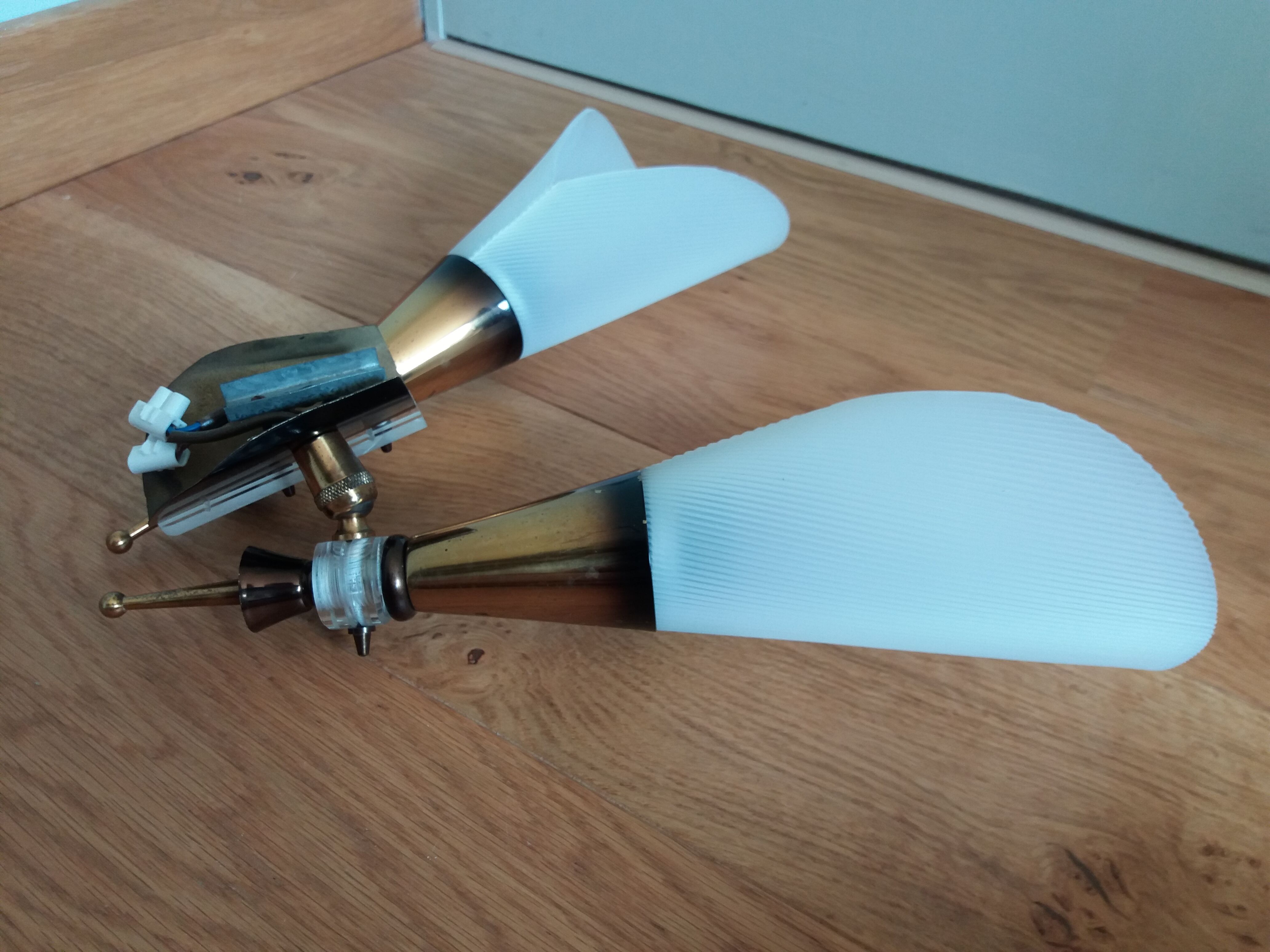 Double brass and plexiglass wall lamp Maison Lunel