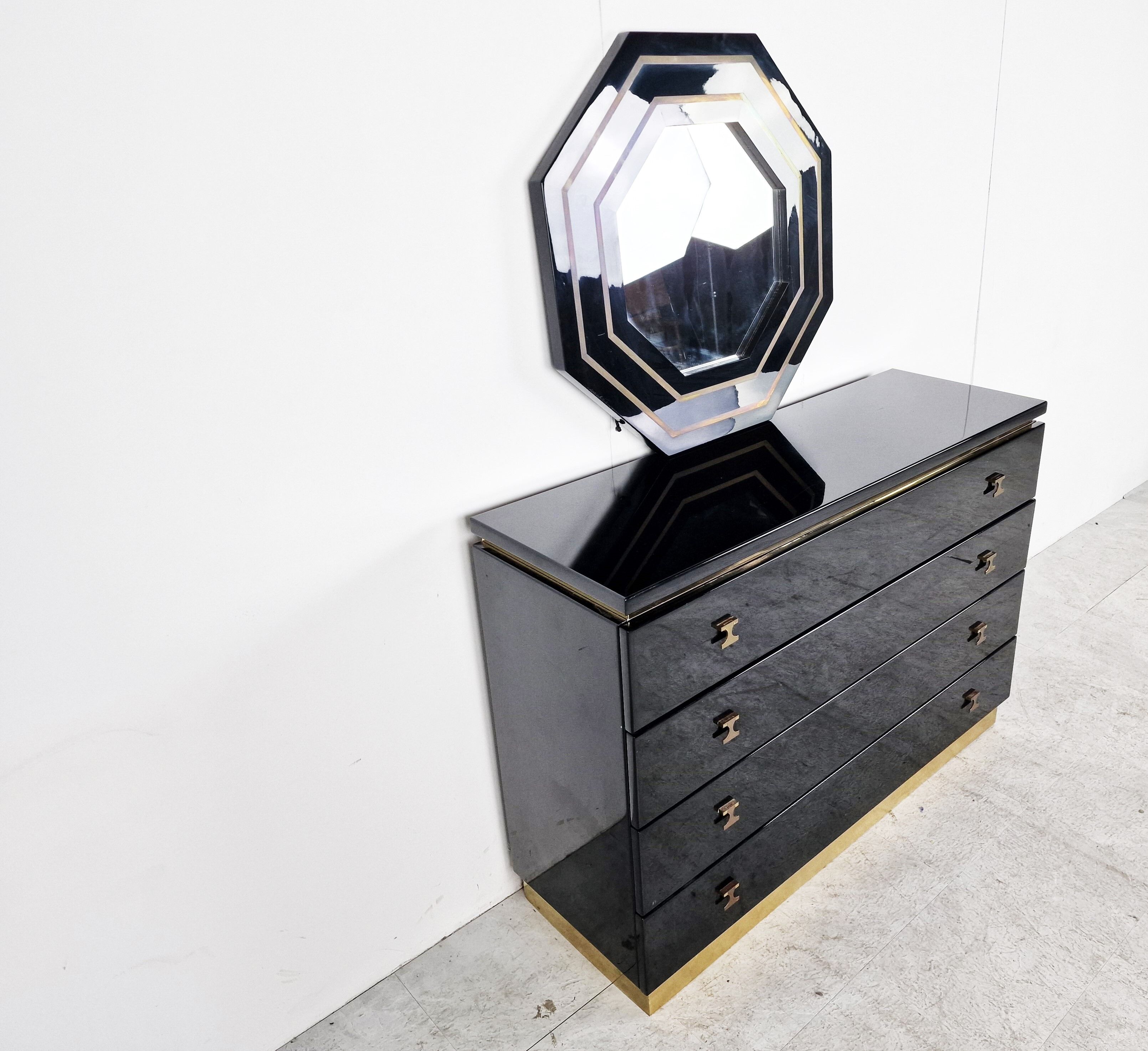 Jean Claude Mahey chest of drawers with mirror, 1970s