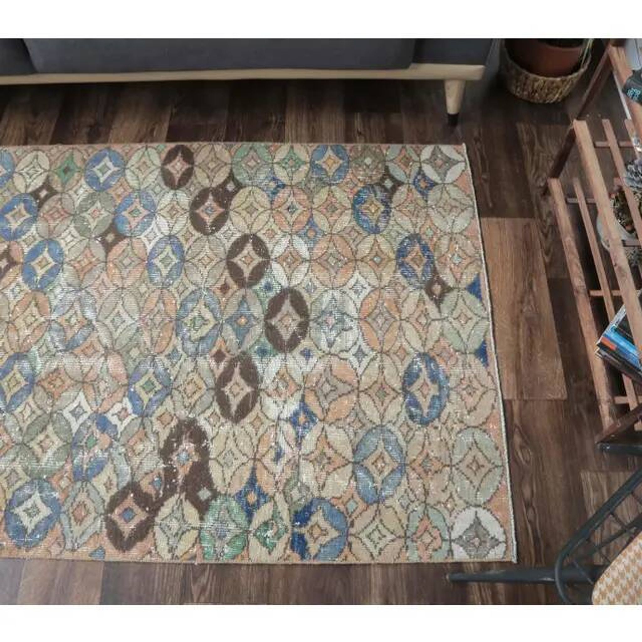 1970s Turkish Handwoven Wool Runner Rug 110x206