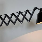 Industrial Black Enamel Scissor Wall Lamp, 1930s