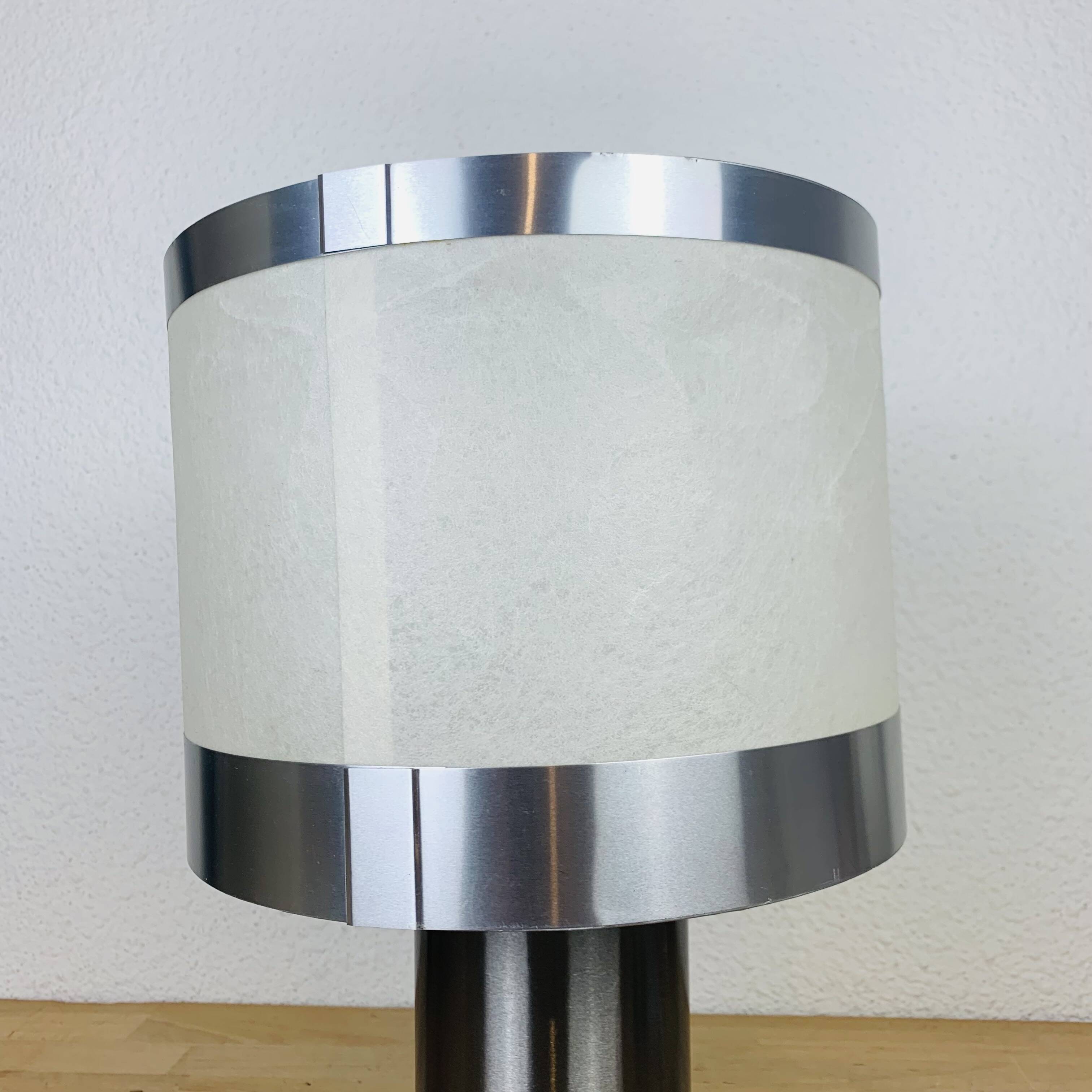 Reggiani cylinder lamp brushed metal 70s