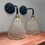 Lot de deux appliques murales verrerie Art Déco