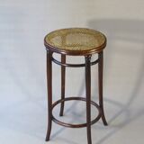 Stool: Bentwood, by Fischel around 1900, caned.