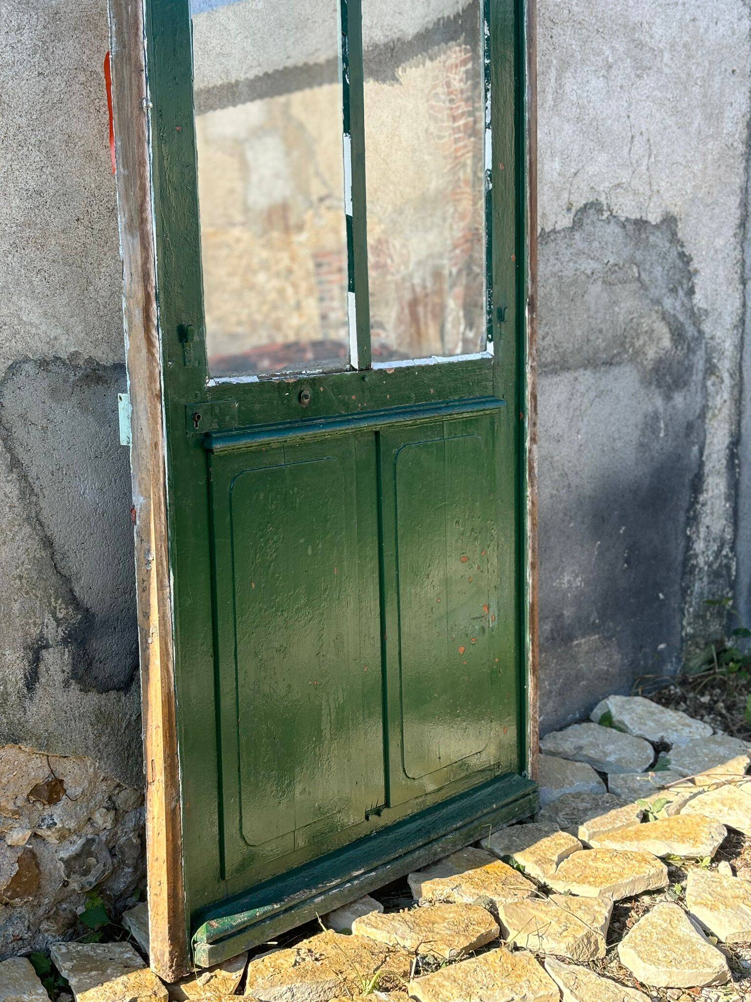 Antique glass door with frame