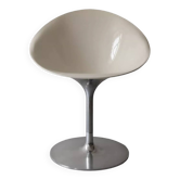 Ero swivel armchair in metal and white shell, designed by P. Starck for Kartell