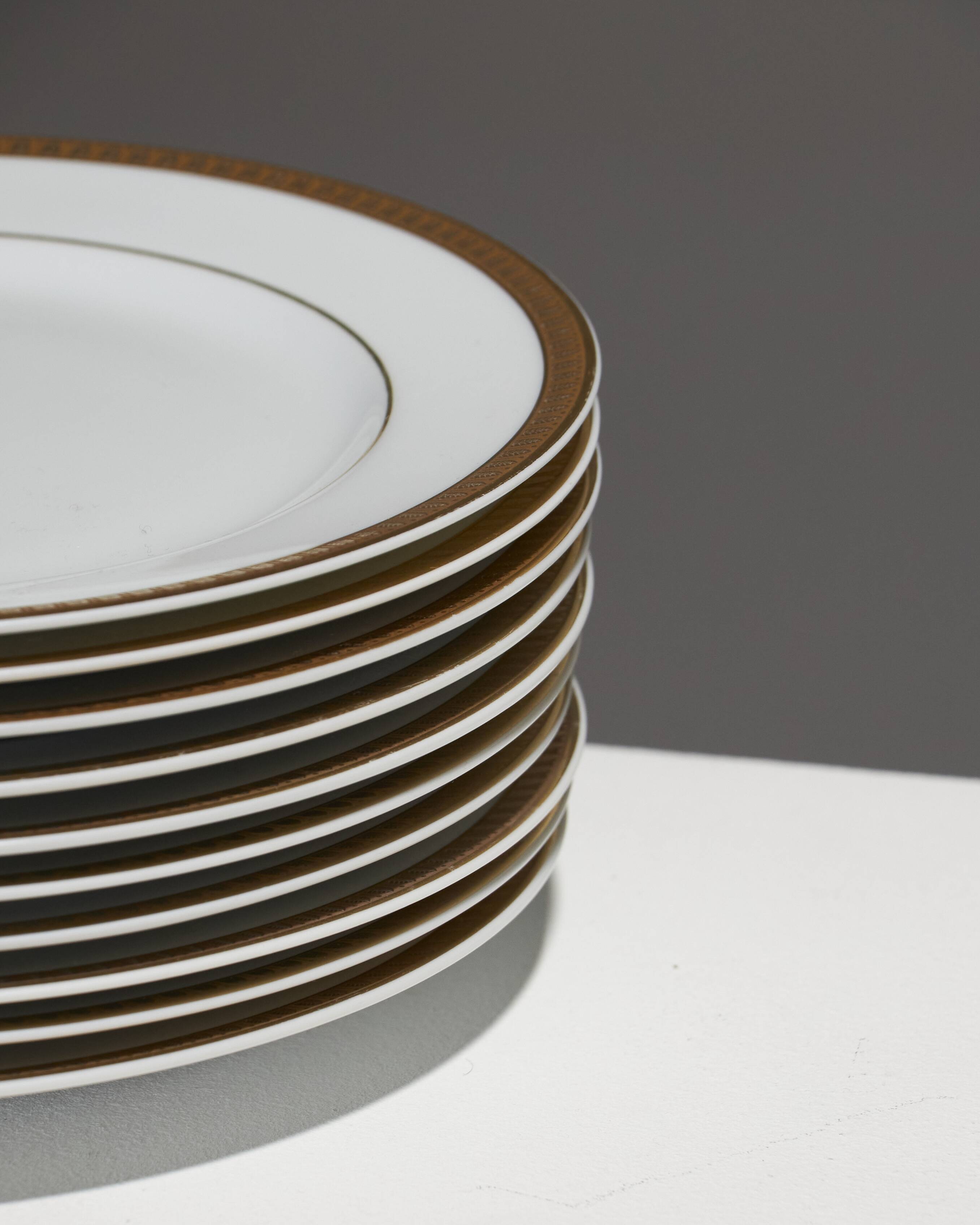 Set of 10 porcelain dessert plates, christofle, 1960s