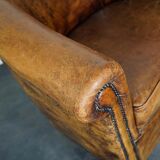 Vintage club armchair in leather color cognac Netherlands