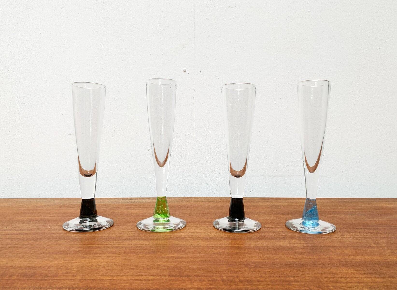 German Champagne Glasses by Regina Kaufmann for Glashagen Hütte, Set of 4